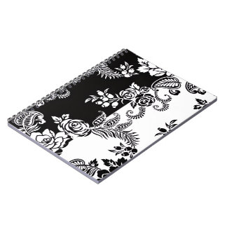 Modern Monochrome Floral Pattern Notebook
