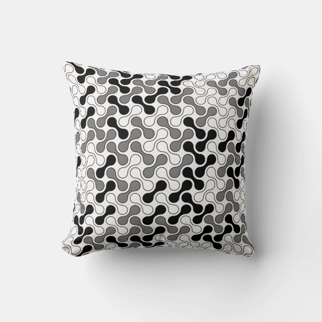 Modern Monochrome Geometric Metaball Pattern Throw Pillow (Front)