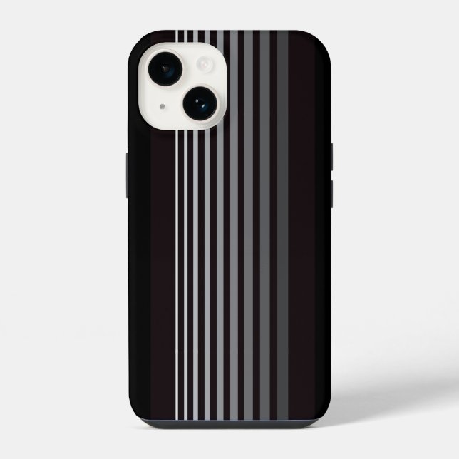 Modern Monochrome Gradient Vertical Stripes iPhone Case (Back)