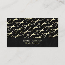 Modern Monochrome Mens Hair Stylist Gold Scissors