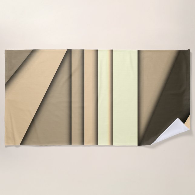 Modern Monochrome Tan Beach Towel (Front)