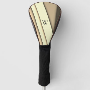 Modern Monochrome Tan Initial Golf Head Cover