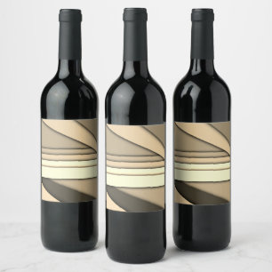 Modern Monochrome Tan Wine Label