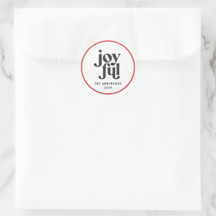 Modern monochrome typography christmas holiday classic round sticker