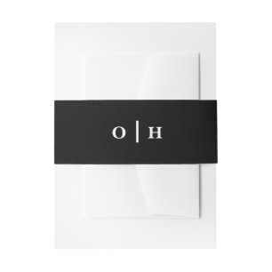 Modern monochrome wedding invitation belly band