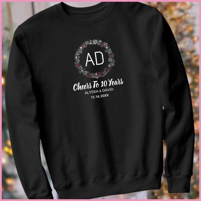 Modern Monogram 10th Wedding Anniversary Husband Sweatshirt (Creator Uploaded)