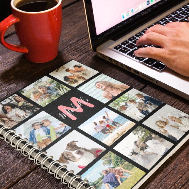 Modern Monogram 11 Photo Collage Personalized Year Planner (Creator Uploaded)