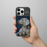 Modern Monogram 1 Photo Brushed Metal Grey