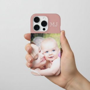 Modern Monogram 1 Photo Collage Dusty Rose iPhone 16 Pro Case