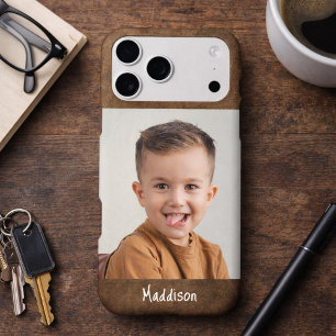 Modern Monogram 1 Photo Distressed Leather Brown