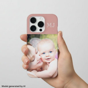 Modern Monogram 1 Photo Dusty Rose iPhone 16 Pro Case