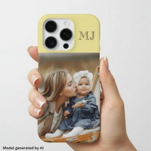 Modern Monogram 1 Photo Soft Yellow iPhone 16 Pro Case