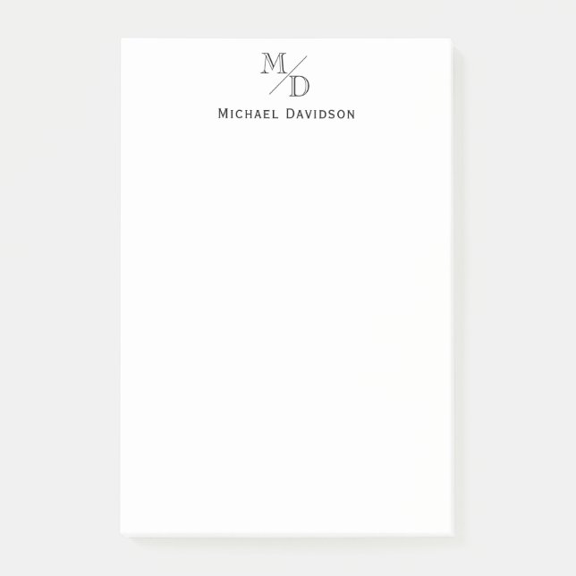 Modern Monogram 2 Initial Professional Business Post-it Notes (Front)