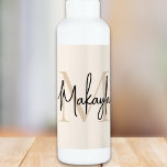 Modern Monogram  710 Ml Water Bottle<br><div class="desc">This modern water bottle features a monogram and name in stylish script calligraphy on a neutral beige background. It is easily customizable.</div>