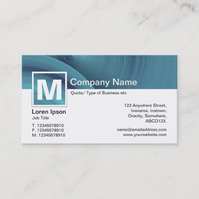 Modern Monogram - Abstract Wheels - Blue Business Card (Front)