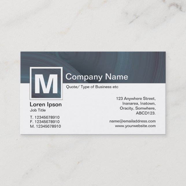 Modern Monogram - Abstract Wheels Business Card (Front)