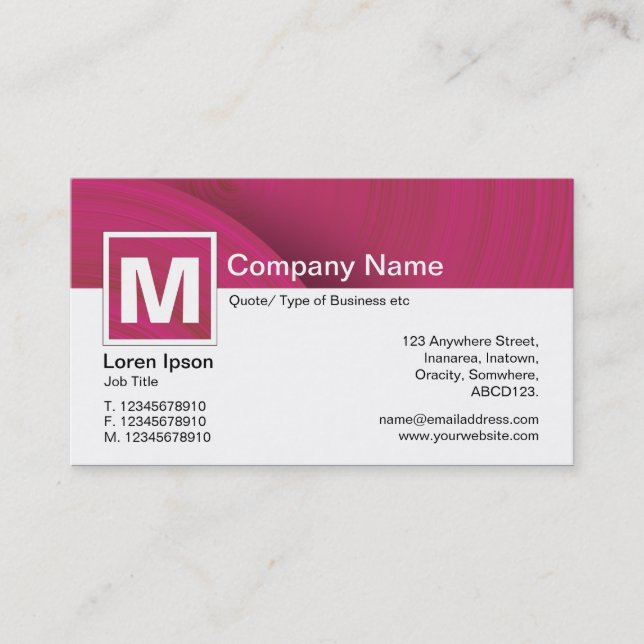 Modern Monogram - Abstract Wheels - Crimson Business Card (Front)