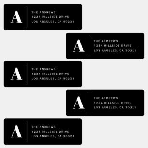 Modern Monogram & Address Waterproof Labels