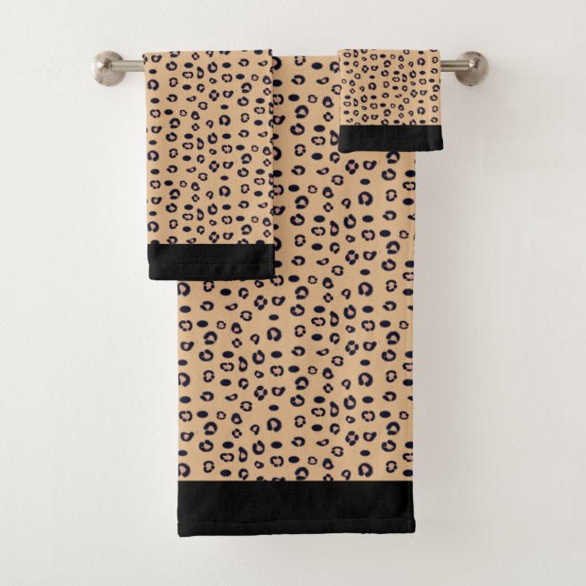 Modern Monogram and Leopard Pattern Bath Towel Set (Insitu)
