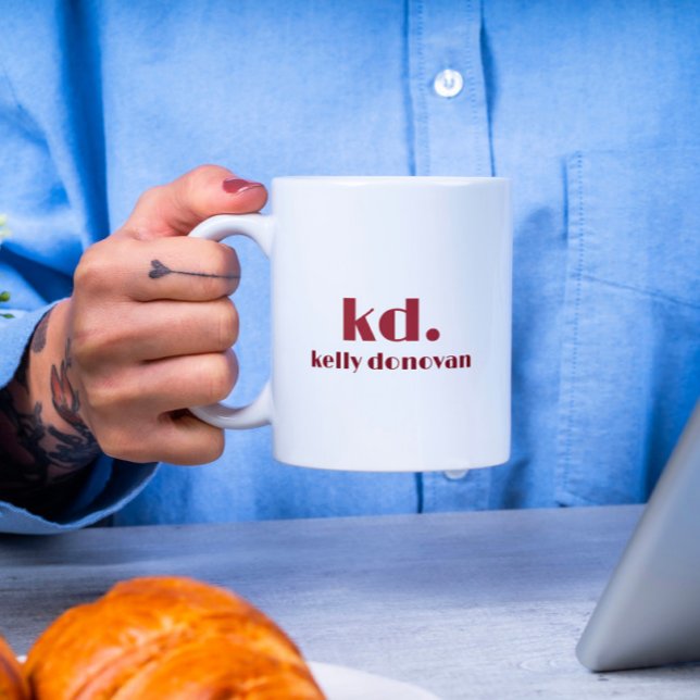 Modern Monogram and Name Minimalistic Design 7 Two-Tone Coffee Mug (Creator Uploaded)