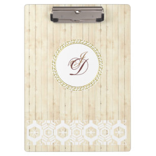 Modern Monogram Antique Pattern  Vintage Wood Clipboard