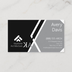 Modern Monogram Architect Bold Black & Grey Business Card