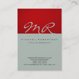 Modern Monogram Ash Grey Red Business Card