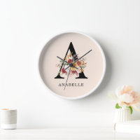 Modern Monogram Autumn Fall Watercolor Florals