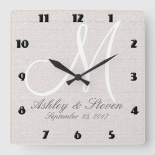 Modern Monogram   Beige Square Wall Clock