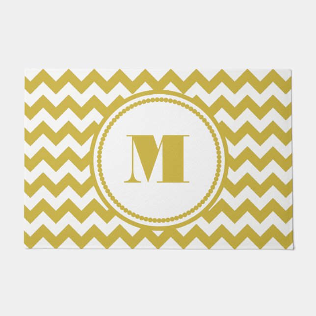 Modern Monogram Beige Stripes Doormat (Front)