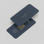Modern Monogram Biology Biologist Dark Blue Gold Business Card<br><div class="desc">Modern Monogram Biology Biologist Dark Blue Gold business card with QR code</div>