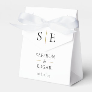 Modern Monogram Black And Gold Wedding Favor Box