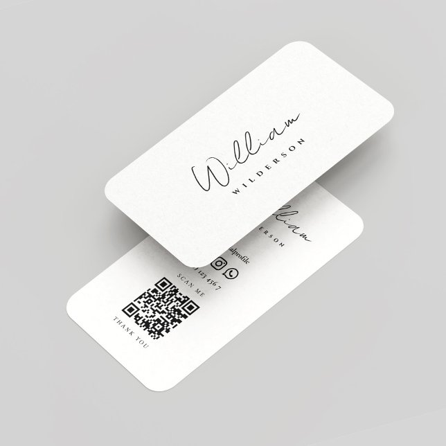 Modern Monogram Black and White Name Script QR Business Card (Modern Monogram Black and White Name Script QR Business Card
)