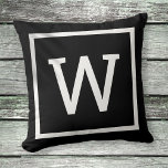 Modern Monogram Black and White Throw Pillow<br><div class="desc">A chic stylish modern graphic border design to complete the decor of any room in your home. Personalize with your monogram initial. Customize the colour to match your decor. Designed by Thisisnotme©</div>