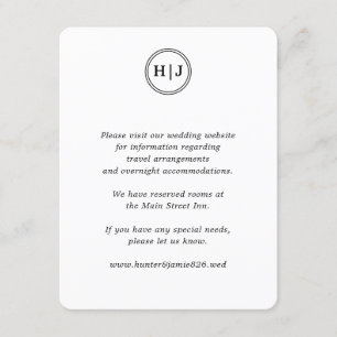 Modern Monogram Black and White Wedding Enclosure Card