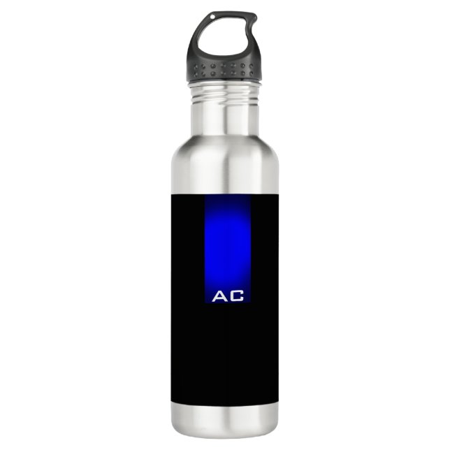 Modern Monogram Black Blue Plain 710 Ml Water Bottle (Front)