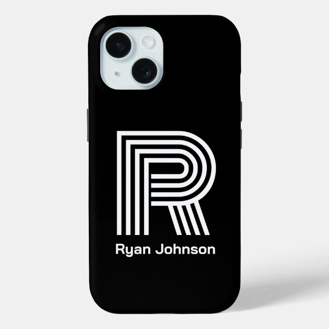 Modern Monogram Black  Case-Mate iPhone Case (Back)