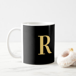Modern Monogram Black Gold Coffee Mug