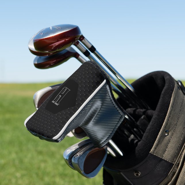Modern Monogram Black Pattern Design Golf Clubs  Golf Head Cover (In Situ)