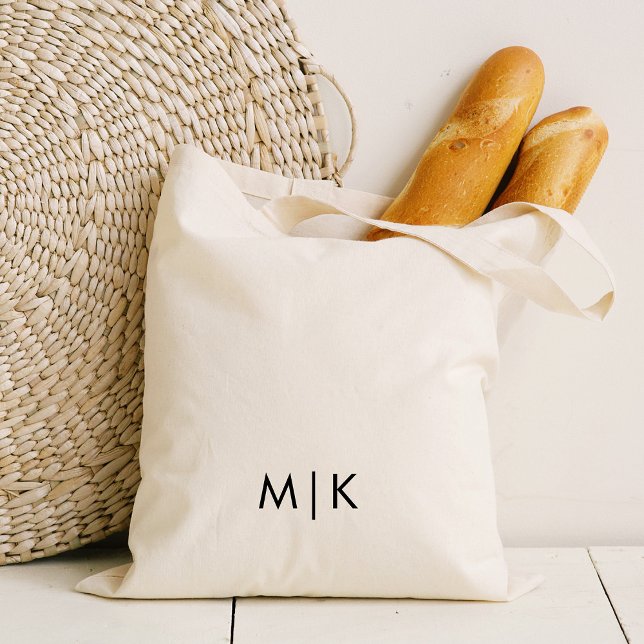 Modern Monogram | Black Text Tote Bag (Creator Uploaded)