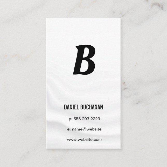 Modern Monogram (Black / White) Drapery Background Business Card (Front)