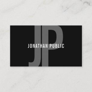 Modern Monogram Black White Minimalist Template Business Card