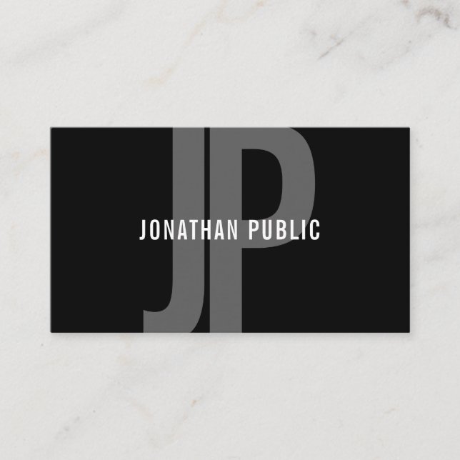Modern Monogram Black White Minimalist Template Business Card (Front)