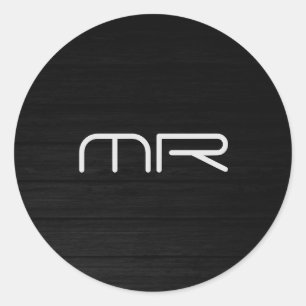 Modern Monogram Black White Name Initials Classic Round Sticker