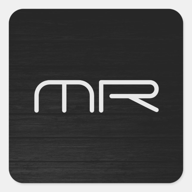 Modern Monogram Black White Name Initials Square Sticker (Front)