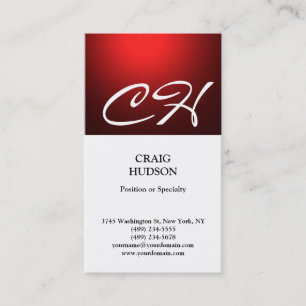Modern Monogram Black White Red Business Card