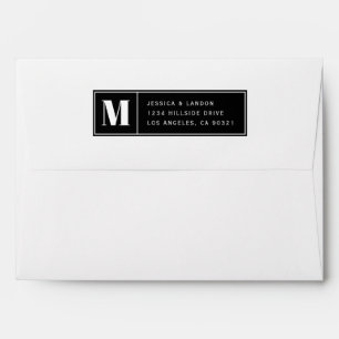 Modern Monogram Black & White Return Address 5x7 Envelope