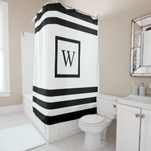 Modern Monogram Black White Stripes