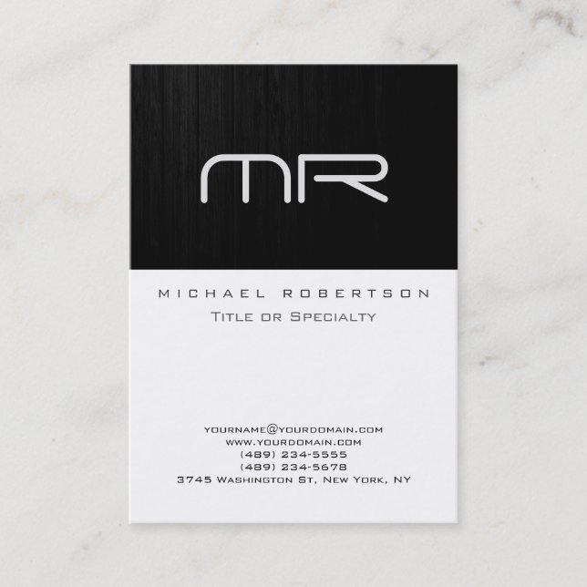 Modern Monogram Black White Trendy Business Card (Front)