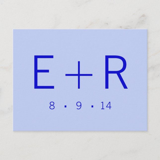Modern Monogram - Blue Announcement Postcard (Front)